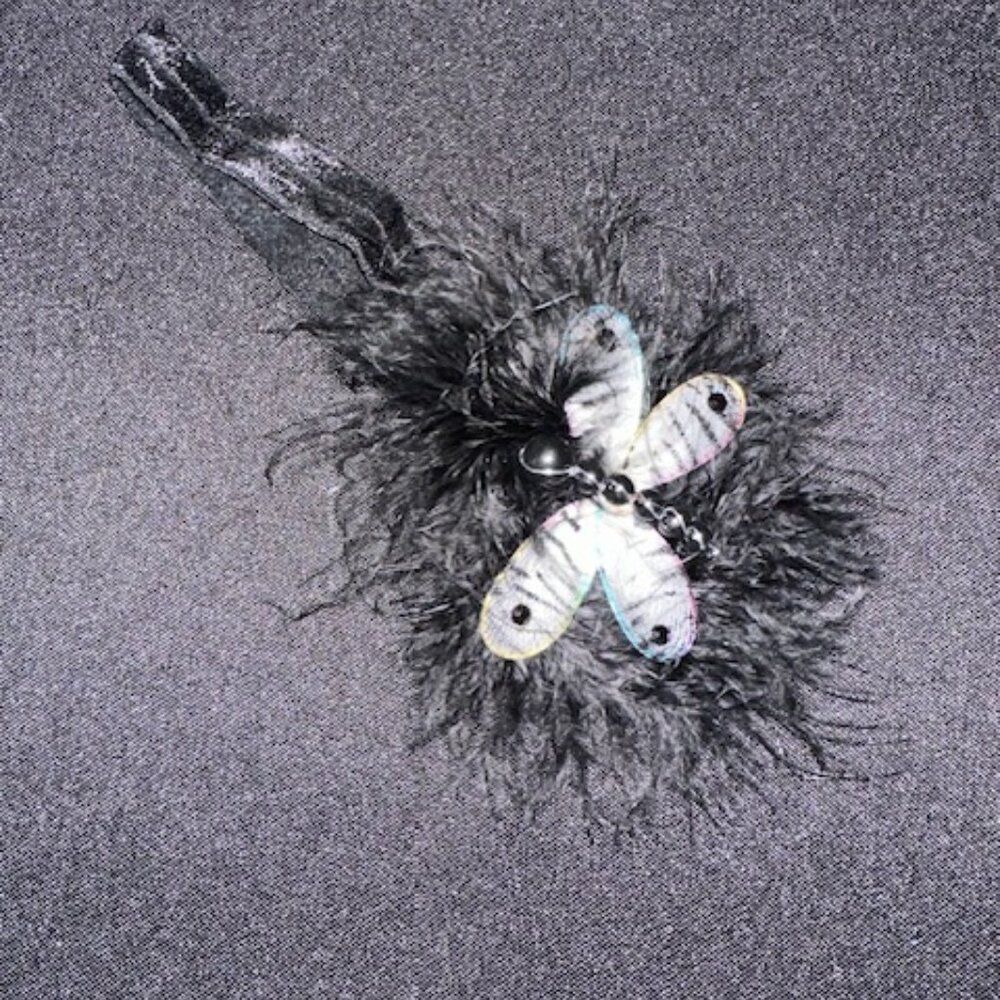 *****   Black Dragon Fly Feather Headband  7333    Handmade NWT Boutique